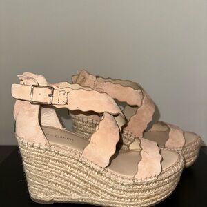 Marc Fisher Pink Wedge Espadrilles with Braided Straps